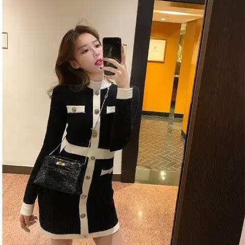 Robe pull vintage sexy pour femme, élégante, avec batterie, Harajuku, esthétique, automne, hiver, dé