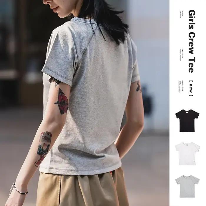 Maden T-shirt à manches courtes et col rond pour femme, 100% coton, doux et respirant, basique, pour
