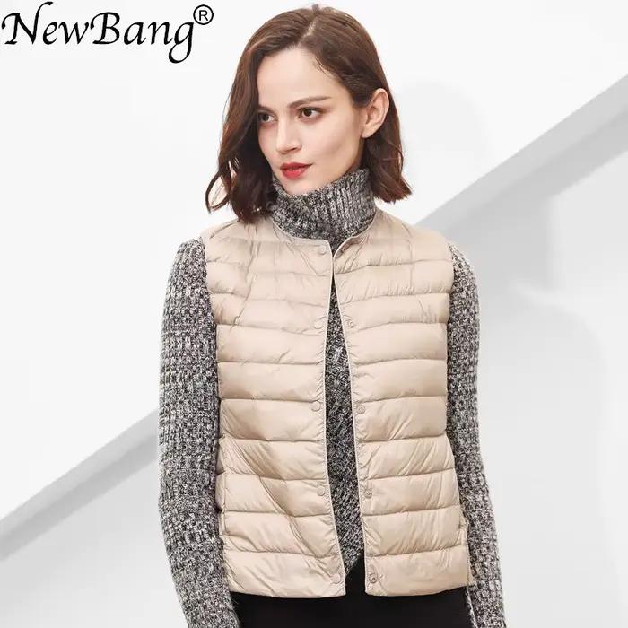 NewBang – gilet chaud en tissu mat pour femme, gilet Ultra léger, sans manches, doublure d'hiver