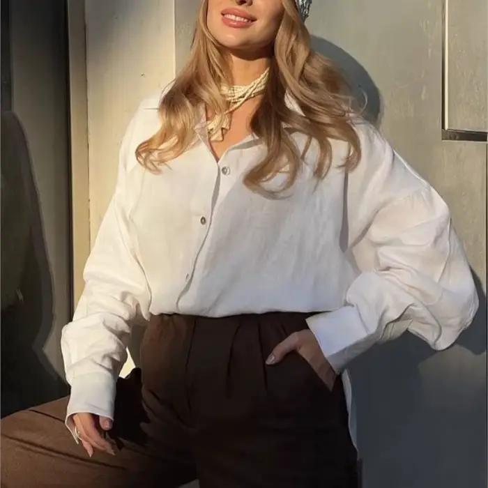 D.Nale K chemise Vintage femmes chemise élégante à manches longues pour les femmes 2025 nouveau col 
