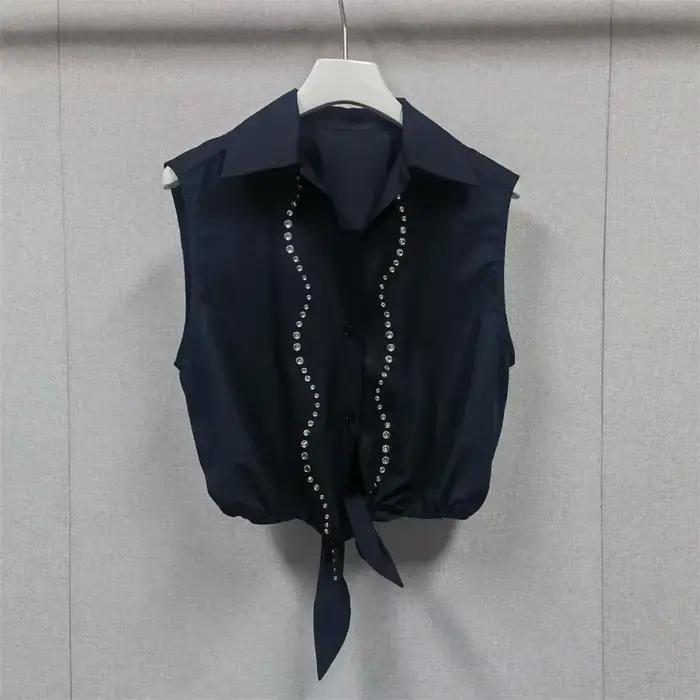 Ensemble haut sans manches à nœud à la taille et jupe midi évasée pour femme, nouvelle mode estivale