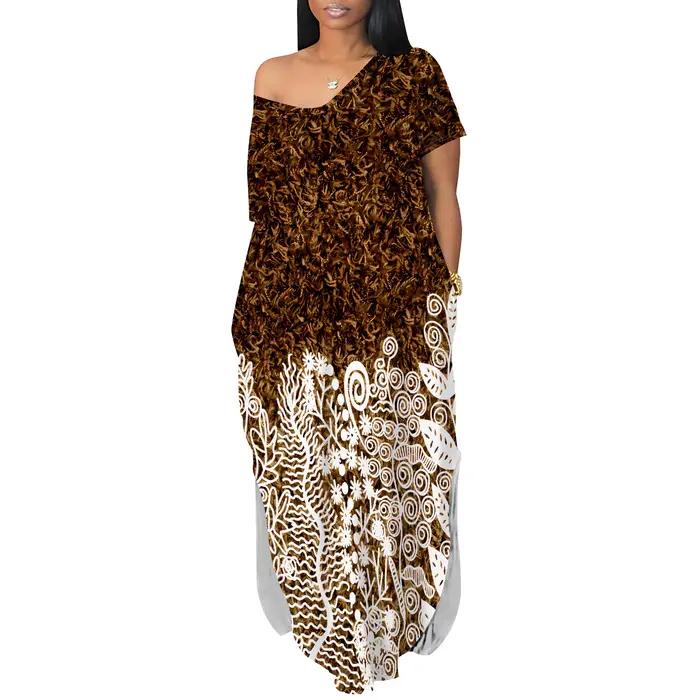 Style ethnique Batik imprimé robe Maxi décontracté caftan ample été Boho vacances robe de plage pour
