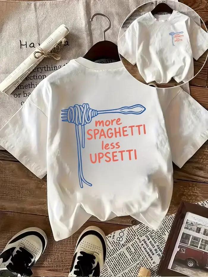 T-shirt graphique amusant Eat Pasta Run Fasta, haut à manches courtes et col rond pour femme, idéal 