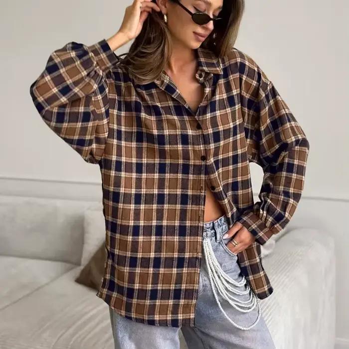 Chemise à carreaux à la mode, tempérament ample, personnalisée, décontractée, polyvalente, nouveau S