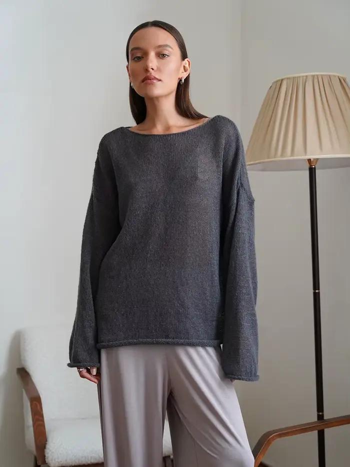 Élégant voir à travers pull tricoté femmes été décontracté mode pulls amples Chic rose blanc surdime