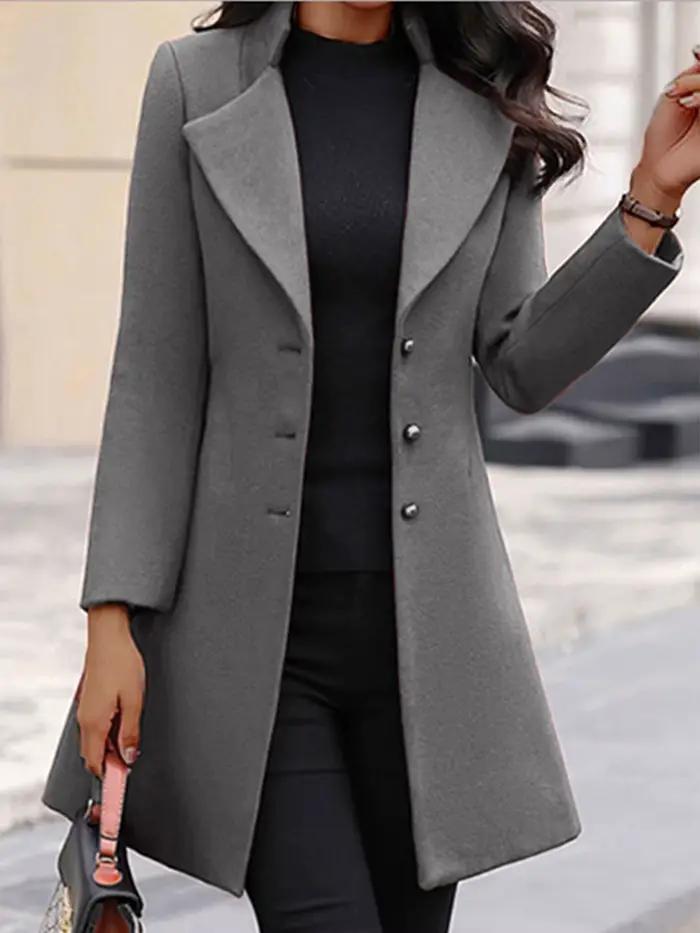 Manteau en laine pour femmes, transfrontalier européen et américain, automne/hiver 2023, col pour mi