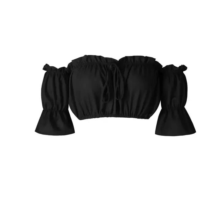 Hauts courts pour femmes, manches lanternes, sexy, sans bretelles, hauts de plage, grande taille, ro