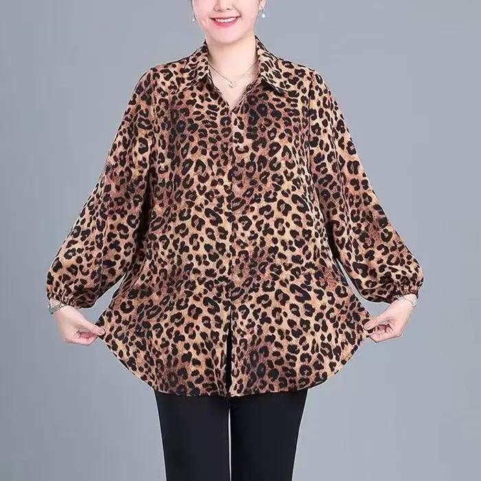Mn RICK-Chemise Imprimée Léopard pour Femme, Vêtement à Simple Boutonnage, Col Polo, Décontracté, Pr