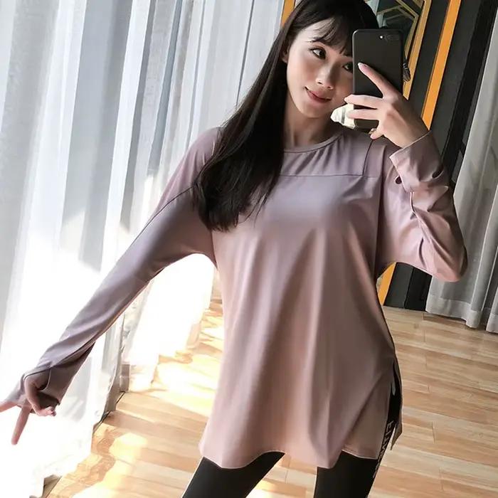 Haut de sport à manches longues pour femme, t-shirt de fitness, haut de yoga à séchage rapide, cours