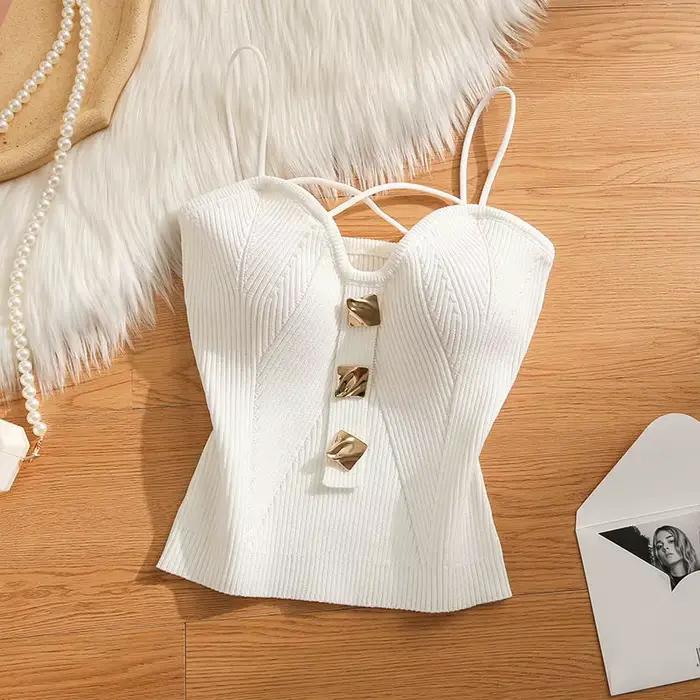 Débardeur Camisole tricoté pour femmes, vêtements d'extérieur d'été, couche intérieure Sexy et épicé