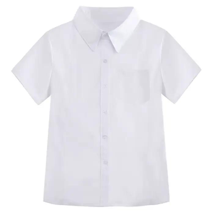 Chemise blanche classique décontractée, style preppy, coupe ample simple, chemisier basique à manche