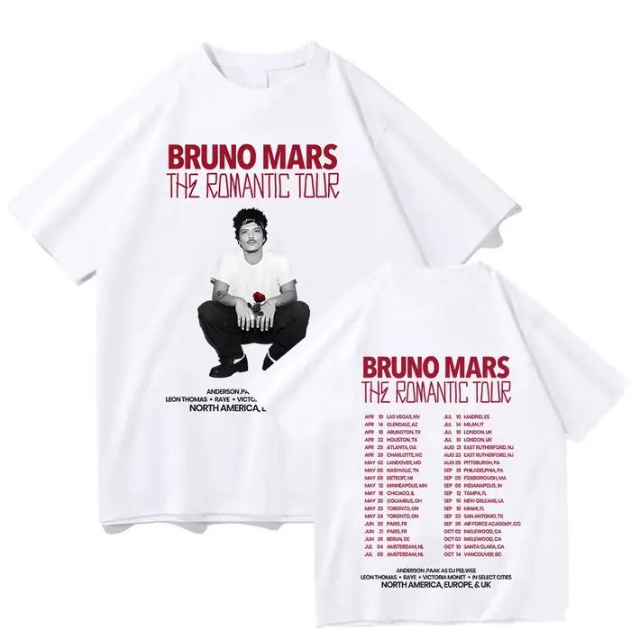 Bruno Mars The Romantic 2026 Tour T-shirt pour hommes et femmes, vêtements d'été en coton, haut à ma