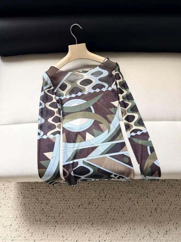Haut sexy transparent à motif vortex pour femme 2026
