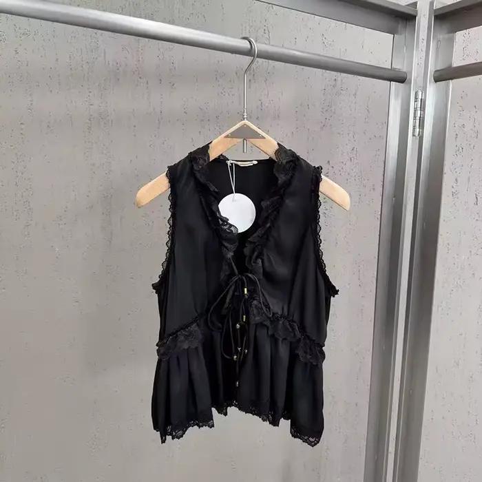 KUCLUT 2026 Nouvelle Collection Été – Débardeur Polyvalent pour Femme à Col en V, Dentelle, Volants,