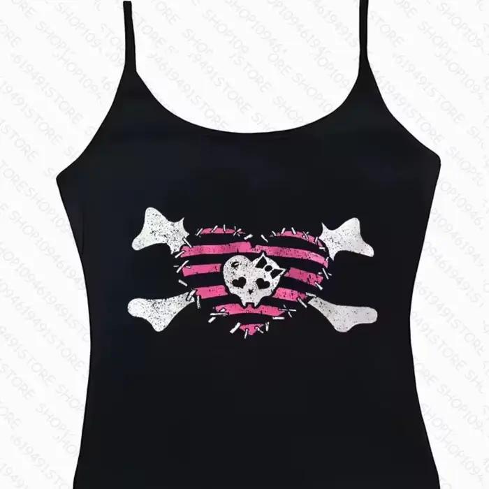 Y2k esthétique graphiques imprimer vêtements Vintage Punk gothique Camisole haut Grunge bébé t-shirt