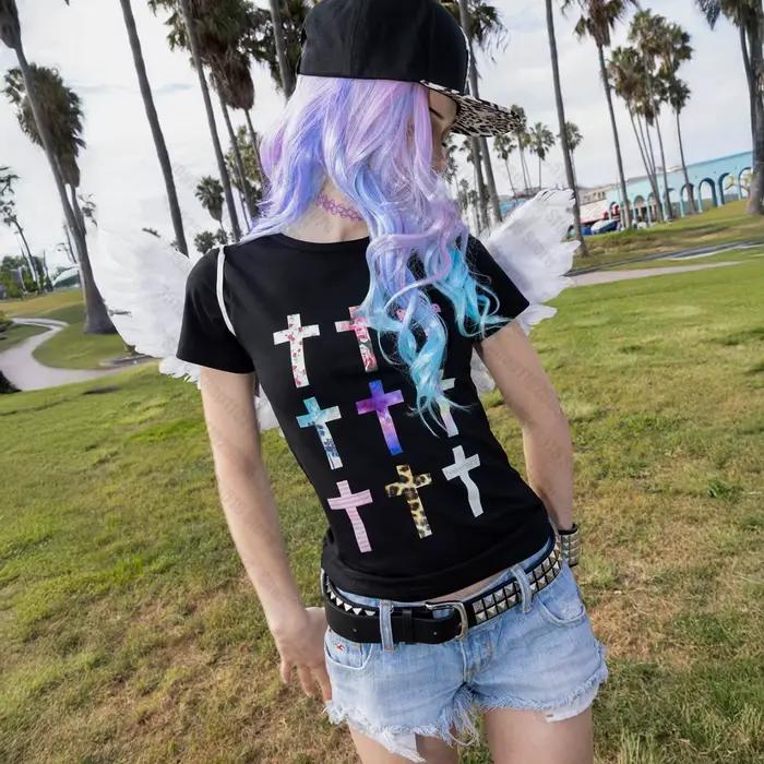 Emo 90s Vintage vêtements pour femmes Trashy Y2k 2000s hauts femme T-shirts Anime fille femme vêteme