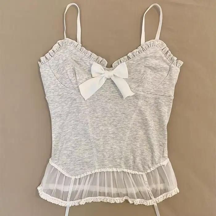 Kawaii débardeur femmes blanc dentelle Camisole Sexy Chic dentelle débardeur avec bretelles réglable