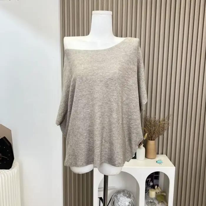 Slack polyvalent Sexy épaule inclinée haut manches chauve-souris conception sensation paresseux doux