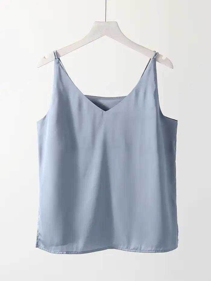 Streamgirl-Camisole en satin pour femmes, avec bretelles, blanc, élégant, sexy, débardeur, été