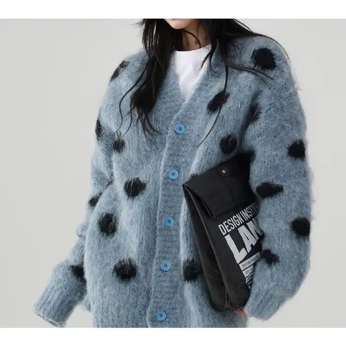 Blazer pull bleu, nouveau Style automne/hiver 2025, avec Look ample semblable à de la fourrure et De