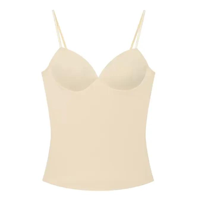 HXAO hauts courts sans manches pour femme Corset Camisole haut marron femmes moulante dos nu hauts S