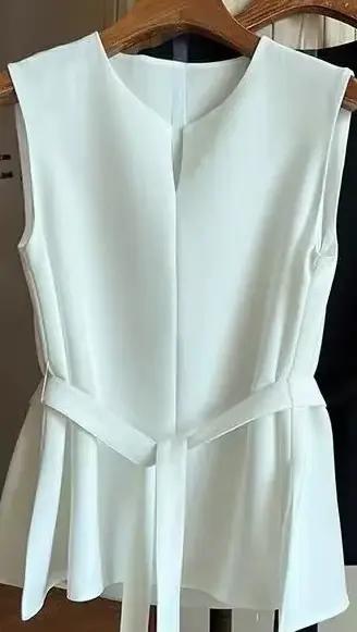 Chemise sans manches pour femmes, hauts élégants, col rond, taille ajustée, haut polyvalent, manteau