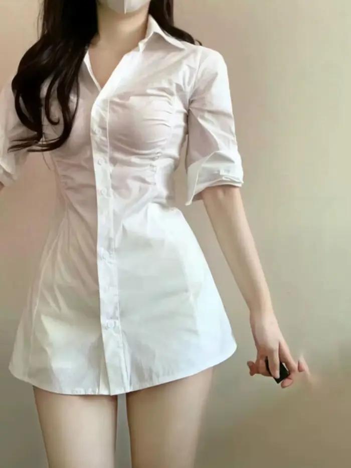 Chemise élégante de style français pour femme, haut cintré à la taille, tendance, nouvelle collectio
