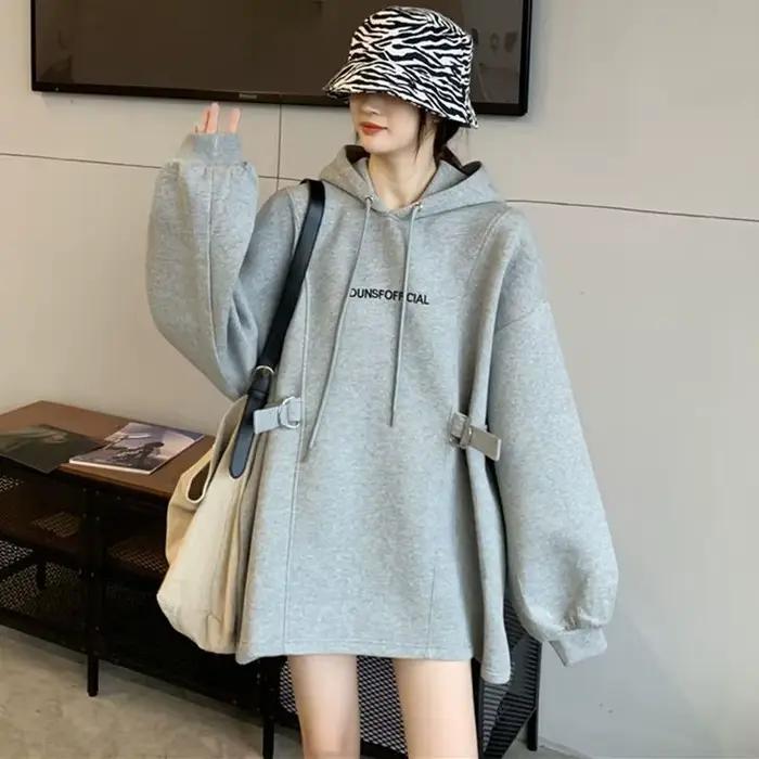 Sweat-shirt à capuche en molleton pour femme, ample, vêtements pour jeunes, belle couleur, tendance 