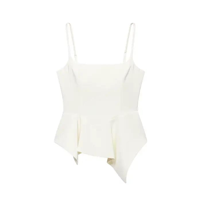 Nouveauté 2026 : Hauts Peplum pour femmes, style vacances d'été, sexy, dos nu, fines bretelles, cami