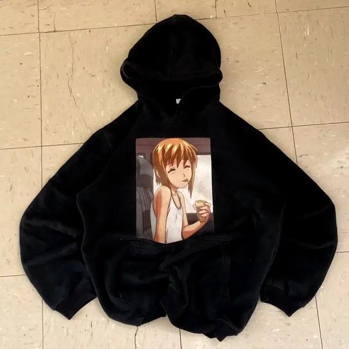 Sweat-shirt à capuche vintage avec motif de fille anime pour hommes et femmes, imprimé rétro de dess