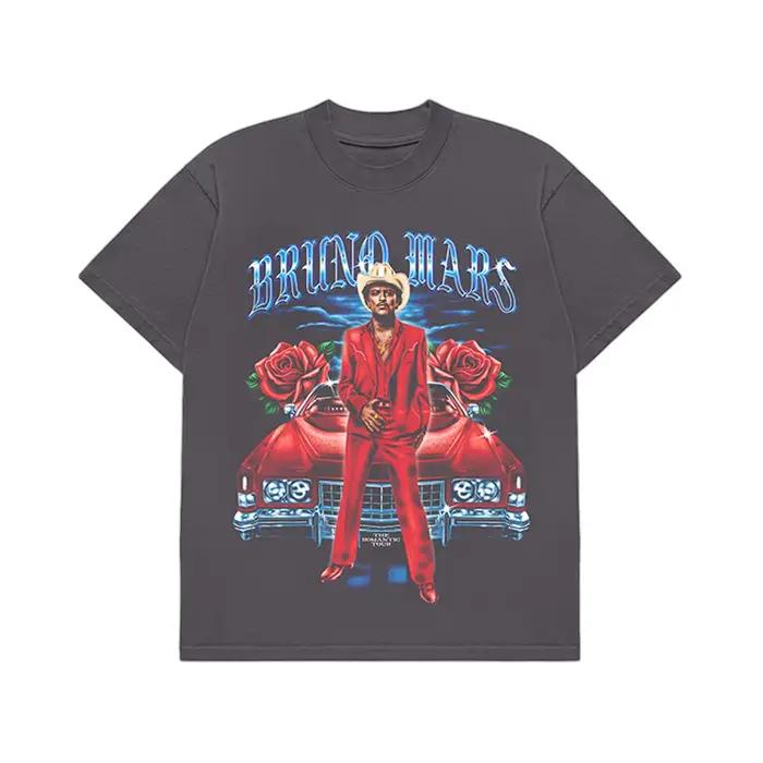 T-shirt Bruno Mars The Romantic Tour pour hommes et femmes, vêtements d'été en coton, surdimensionné
