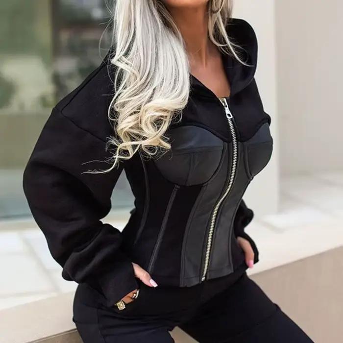 Ensemble pantalon de sport pour femmes, combinaisons à manches longues, sweat à capuche de couleur c