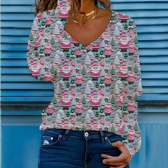 Sweat-shirt rose pour femmes, drôle, vacances de noël, mignon, automne hiver, imprimé bonhomme de ne