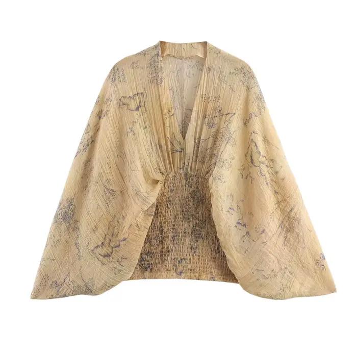 Haut ample imprimé à manches chauve-souris pour femmes, nouveau Style de mode européenne et américai