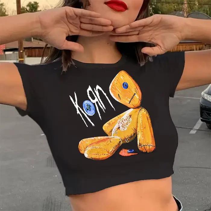 Korn-Crop top japonais pour femmes, vêtement kawaii, harajuku, 600 tumblr, 2022
