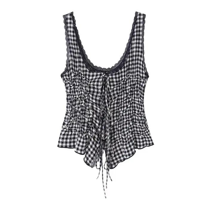 Haut plissé pour femme, nouvelle collection été 2026, avec nœud décoratif, élégant et chic, style va