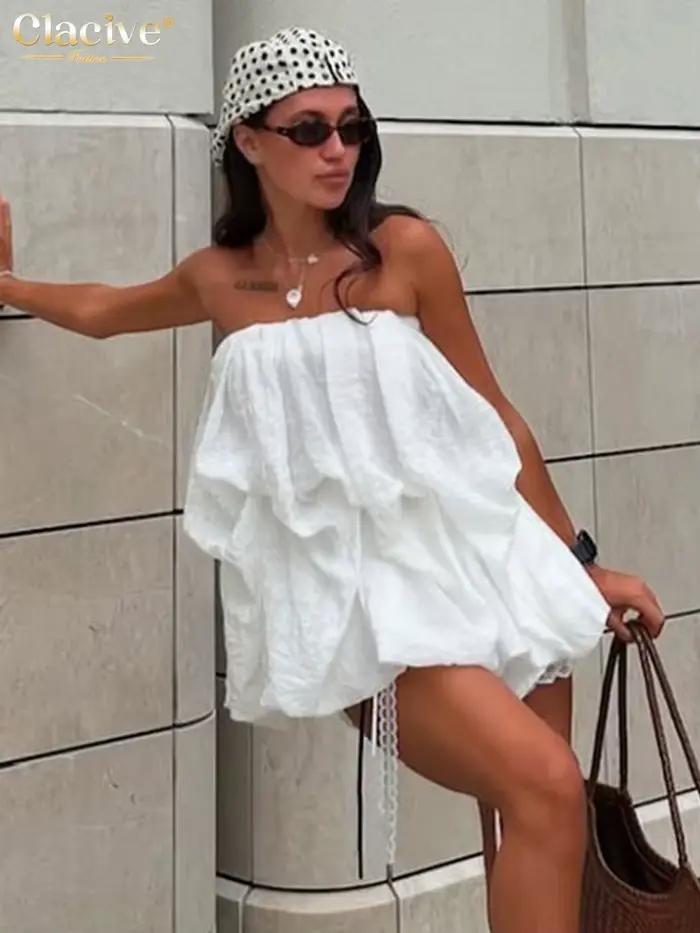 Clacive – Nouveau débardeur blanc ample pour femme, collection été 2026, sexy, sans bretelles, sans 