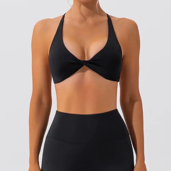 Haut de sport sexy d'été pour femme, soutien-gorge de sport respirant à dos croisé pour la course et