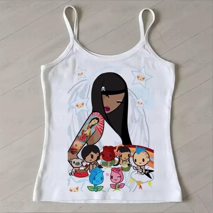 T-shirts Emo pour filles, hauts gothiques à imprimé féerique, t-shirts slim vintage punk pour filles
