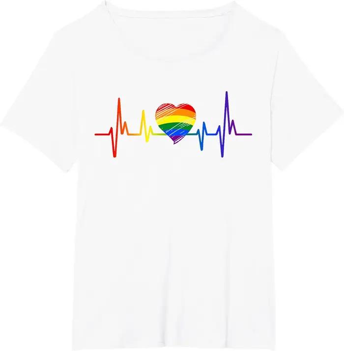 Mignon Gay Pride battement de coeur Gay amour T-shirt mode décontracté Streetwear surdimensionné à m