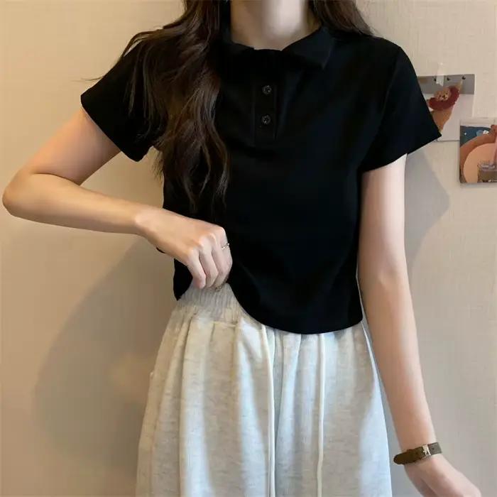 Petit haut à manches courtes pour femmes, nouveau Design d'été, couleur de Niche, Style court décont
