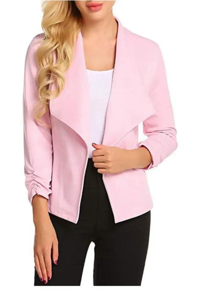 Blazer décontracté ouvert sur le devant pour femme, veste de travail et de bureau, manches 3/4, mant