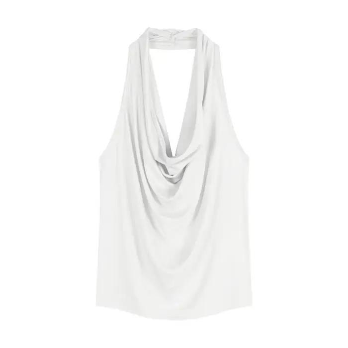 Hauts sexy à col halter pour femmes, dos nu, col swing, style Y2K, haut de plage pour femme, haut ca
