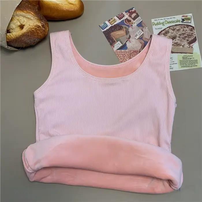 Sous-vêtement thermique d'hiver pour femmes, haut sans couture, chemise en velours, gilet sans manch