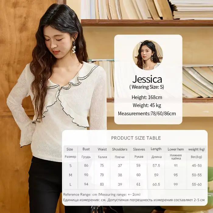MISHOW chemisier en dentelle pour femmes automne 2025 col en v bord à volants contraste broderie hau