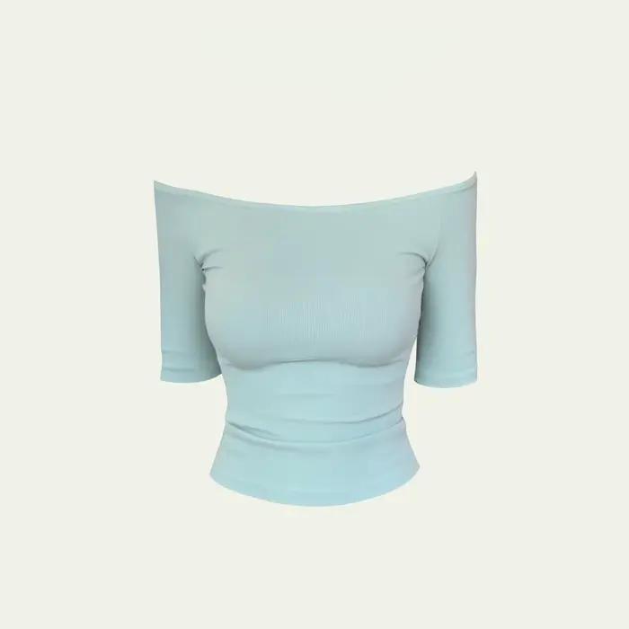 T-shirt polyvalent décontracté à manches courtes et épaules dénudées pour femme, haut tendance d'été