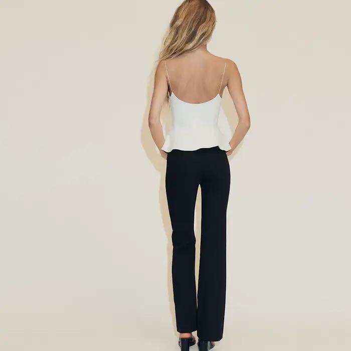 Chemise décontractée pour femme - Style printemps/été. Bretelles élastiques. Col rond. Design sexy. 
