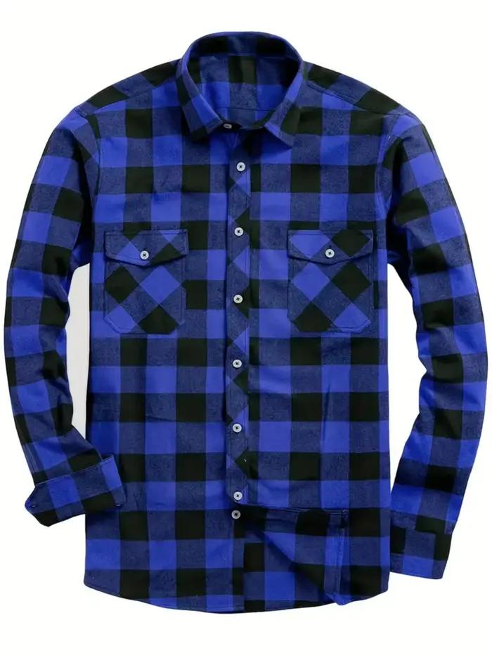 Chemise Tendance Y2K à Carreaux LVLAEA pour Homme, Manches Longues, Col Revers, Boutons, Décoration 
