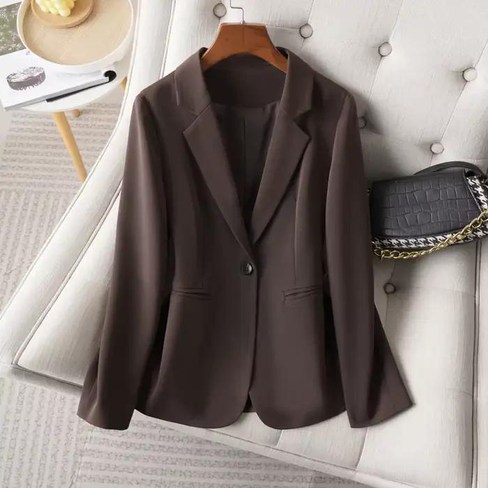 Blazer marron pour femmes, printemps et automne, Style lieu de travail, polyvalent, décontracté, pet