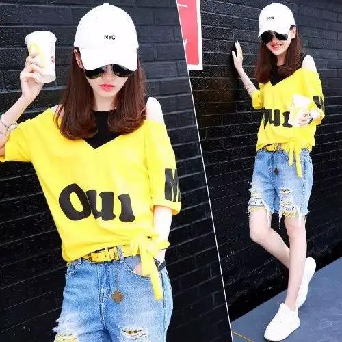 T-shirt manches courtes pour femmes, vêtement d'été ample, décontracté, coréen, rouge, grandes taill